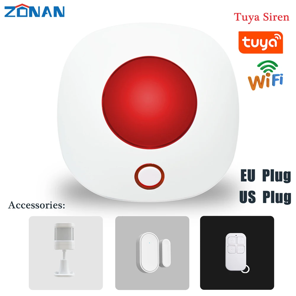 Tuya-alarma de sirena de luz Wifi, altavoz inalámbrico de 100dB para interior, 433MHz, estroboscópico, alarma de seguridad para Tuya, 4G, Gsm