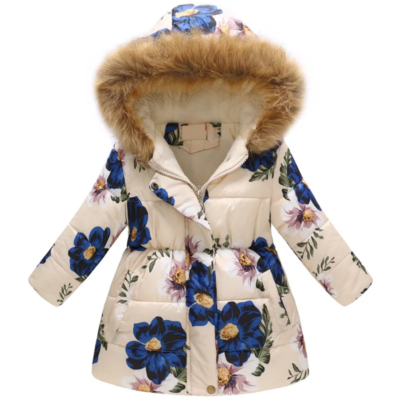 New  New Fashion Girls' jackets Winter Jacket For Girls Kids Cotton Jacket Hooded Coats & Parkas Thick K