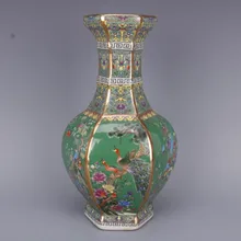 Роскошная Китайская классическая античная керамическая эмалированная ваза для цветов, украшение дома, зеленая ваза