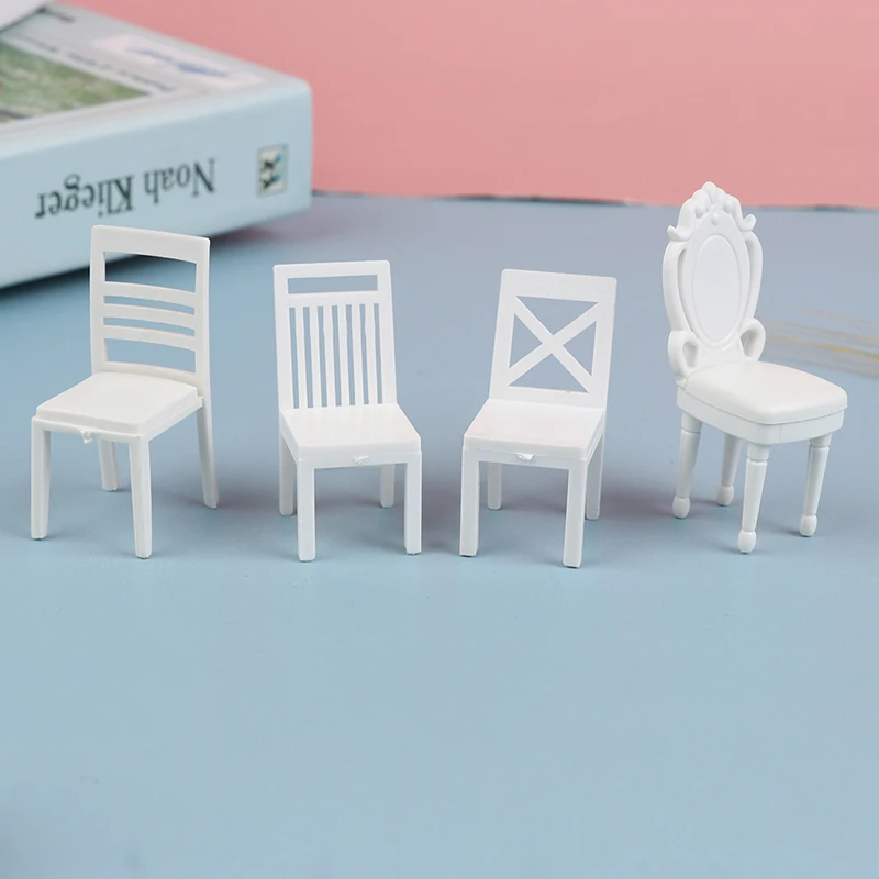 1:20 Dollhouse Miniature 9 Style White Plastic Furniture Chair Sofa Stool Model Doll House Decor Toy 3