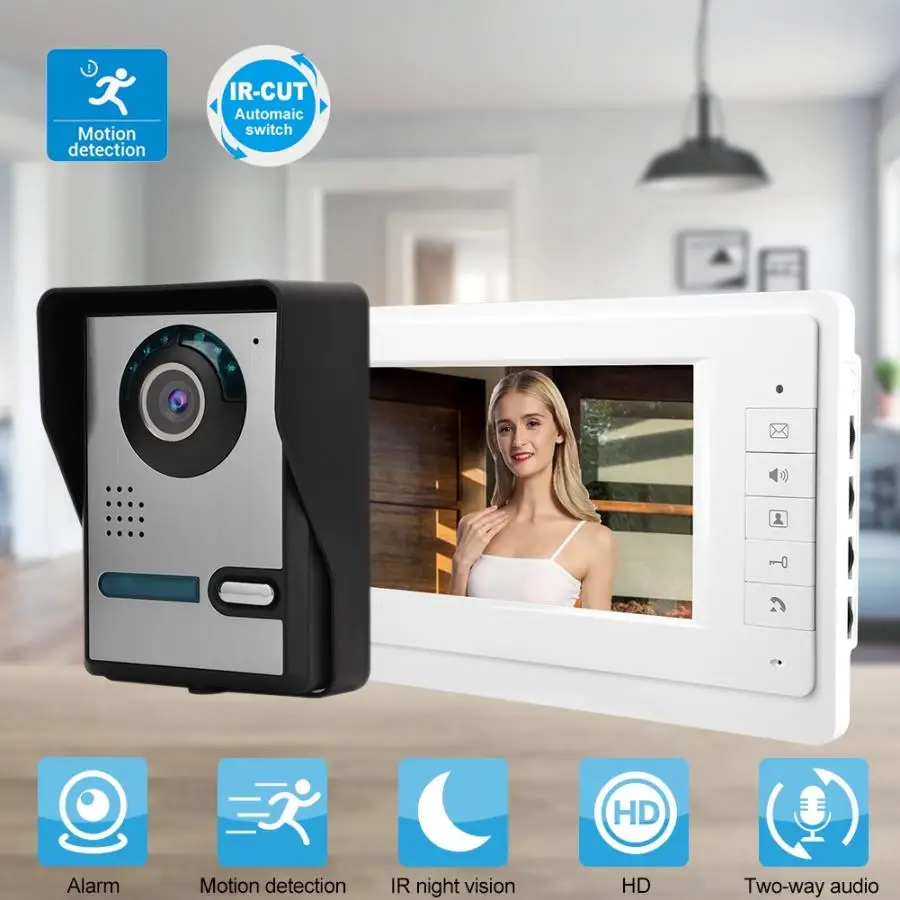 

7inch LCD Video Door Phone Doorbell Intercom Camera Monitor Home Security System 110-240V Motion sensor bell