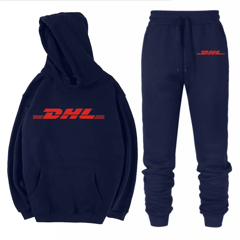 Новинка, зимний хлопковый DHL, спортивный костюм, мужской модный пуловер, шерстяная куртка с длинными рукавами в стиле хип-хоп, толстовки, комплекты+ штаны для мужчин - Цвет: 8