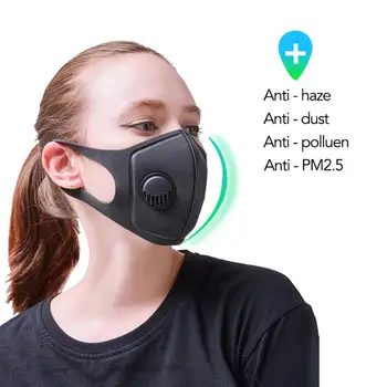 

Reusable Filter Double Breathing Valve Masks Dustproof PM2.5 Pollution Breathable Sponge Half Face Mouth Masks Riding Protective