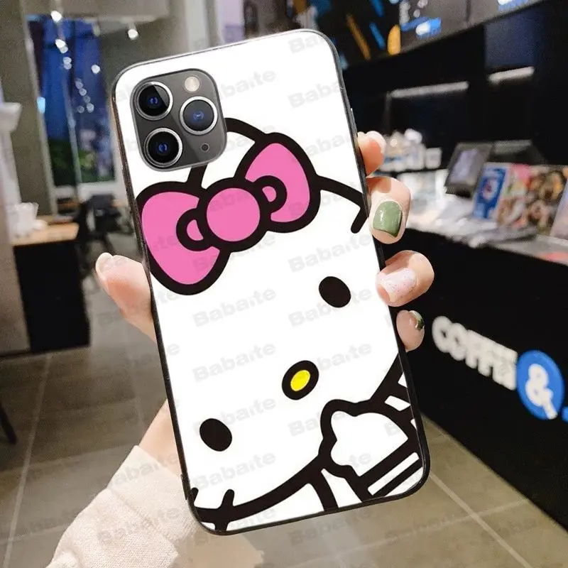 A9 Hello kitty черный мягкий чехол для телефона из ТПУ чехол для iPhone X XS MAX 6 6s 11pro 7plus 8Plus 5S SE XR чехол - Цвет: A9