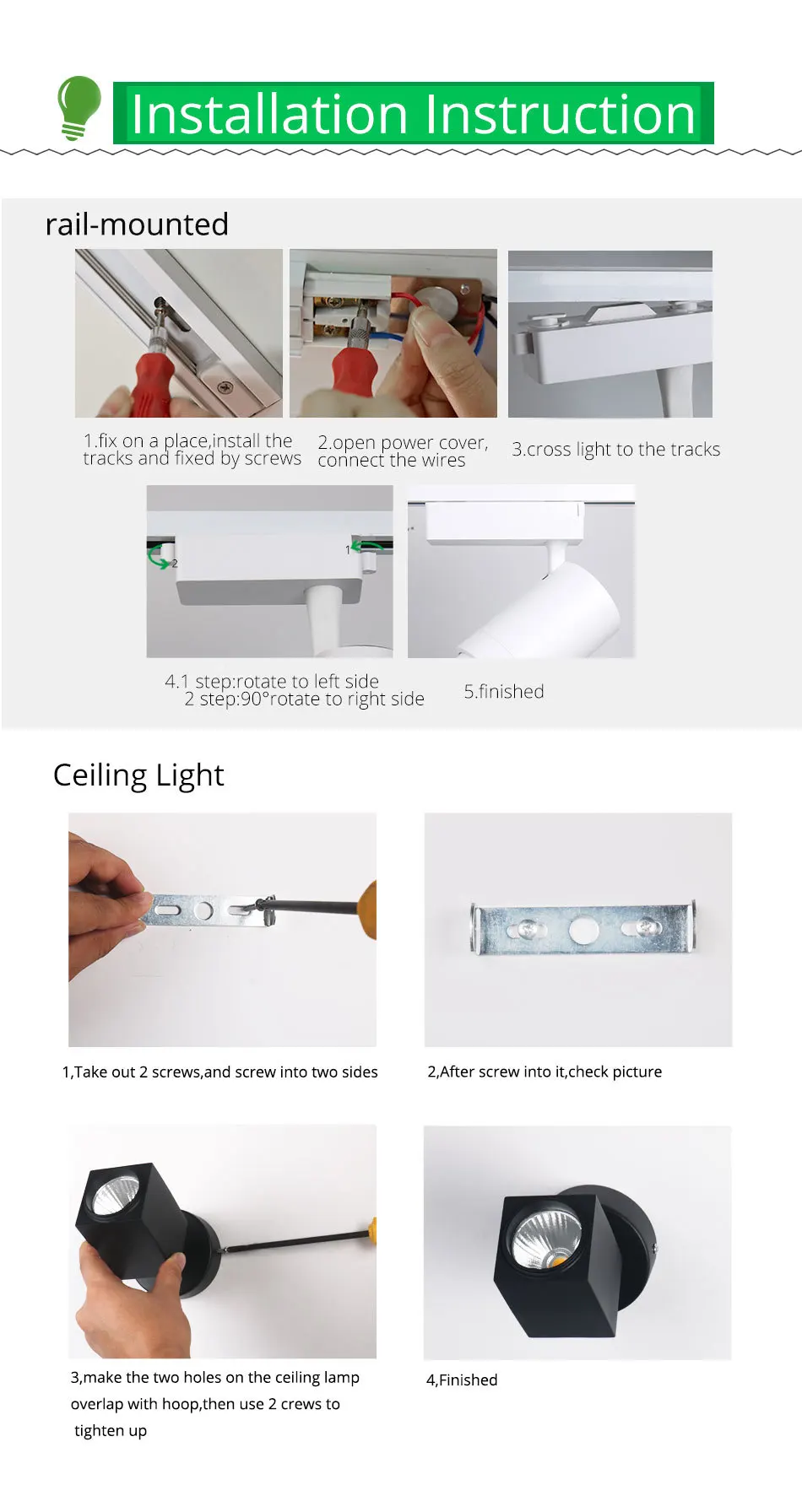 LED Track Light Spot Rail Lights 12W CREE Ceiling Clothing Shop Store Windows Spotlights Lighting COB Square Rail Lamps Fixtures (6)