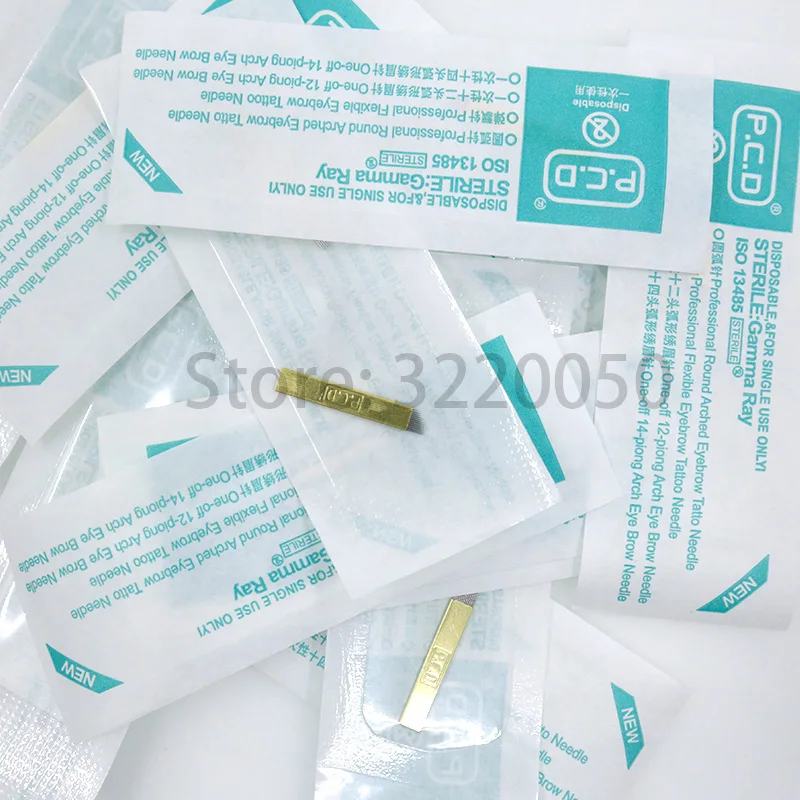 500 шт. Lamina Agulhas микроблейдинг tebori 12 pin жесткий PCD иглы Лезвия Перманентный макияж бровей Иглы татуировки для Tobori Pen