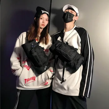 

Unisex Waist Bag Functional Tooling Chest Bag Black Harajuku Hip hop Bags Large Capacity Fashion Tactical Crossbody Chest Pack