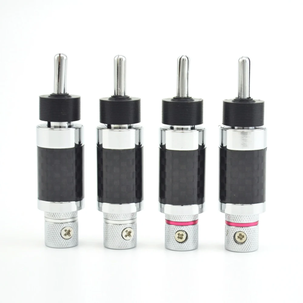 8pieces Hight Quality loudspeaker Audio Banana plug Rhodium Plated Banana Plug Carbon Fiber Speaker 9mm Cable Connector