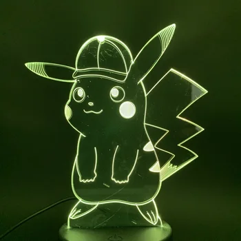 

3d Lamp Led Game Pokemon Go Pikachu with Cap Figure Touch Sensor Atmosphere for Bedroom Kids Gift Usb or Battery Led Night Light