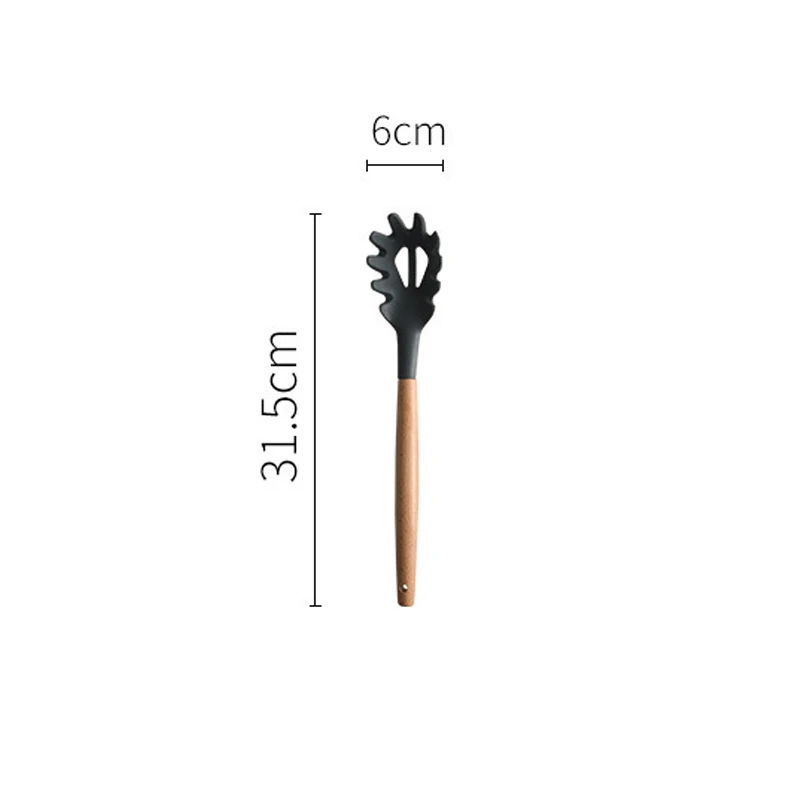 uncooked spoon Лидер продаж силиконовый кухонные принадлежности для готовки набор суповая ложка лопатка антипригарная лопата с деревянной ручкой специальный термостойкий дизайн - Цвет: uncooked spoon