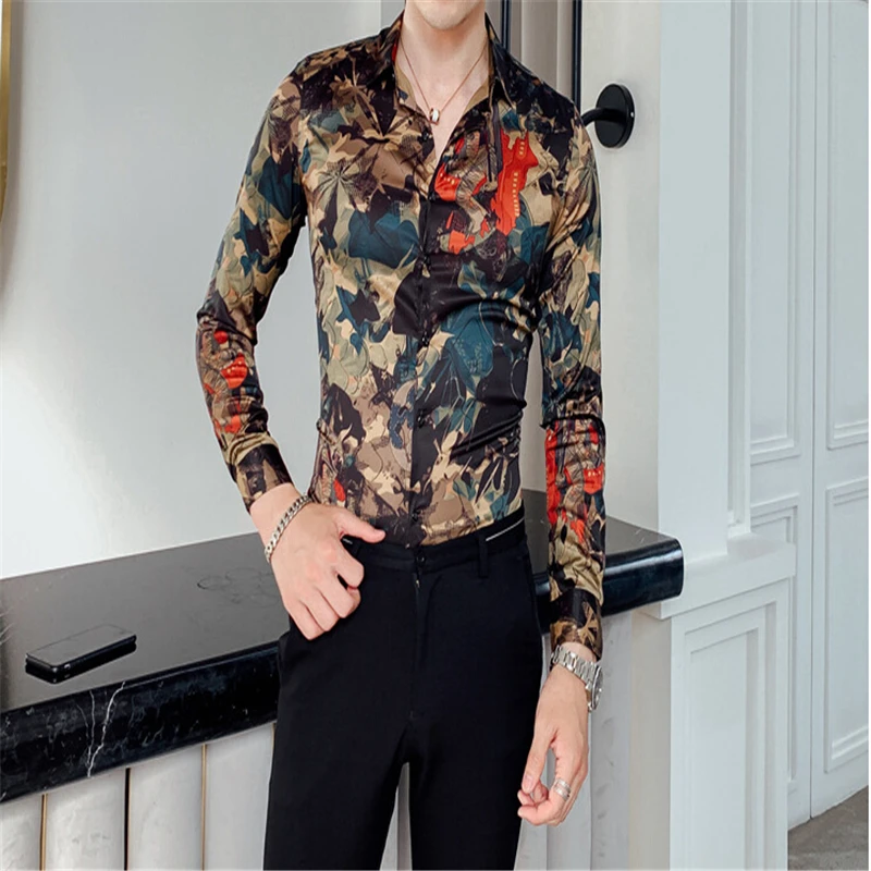 Мужские рубашки Camisa Masculina с длинным рукавом, Корейская приталенная дизайнерская официальная повседневная мужская рубашка высокого качества
