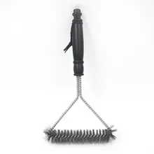 12 дюймов щетка для гриля барбекю гриль для барбекю, Чисти инструмент Проволока из нержавеющей стали щетина Треугольники чистящие щетки с ручкой