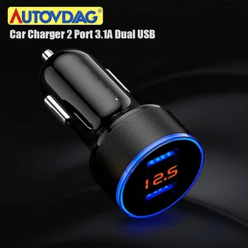 

Car Charger LCD Display 12-24V 2 Port 3.1A Dual USB Charger Cigarette Socket Lighter Fast Car Charger Adapter for Cellphone Pad