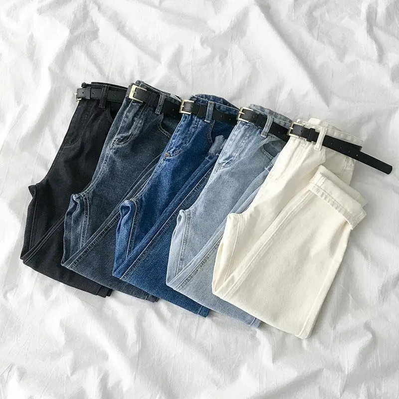 Straight Pants Denim Trousers Women Jeans Streetwear Loose Girl High-Waisted Spring Famale