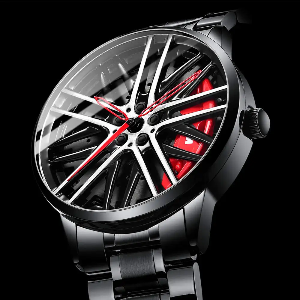 NIBOSI автомобильные часы с колесом из нержавеющей стали роскошные 3D автомобильный