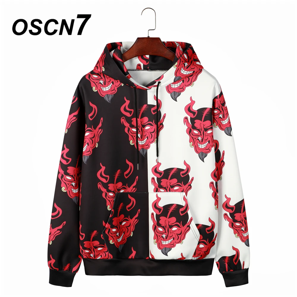 OSCN7 High Street Повседневные Свободные толстовки с принтом для мужчин 2021 зимняя