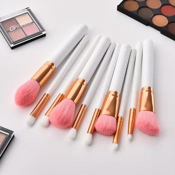 

10 Pcs Professional Goat Hair Makeup Brushes Set Wooden Handle Makeup Brushes Blending Brush Face Powder Blush Eye Shadows Conce