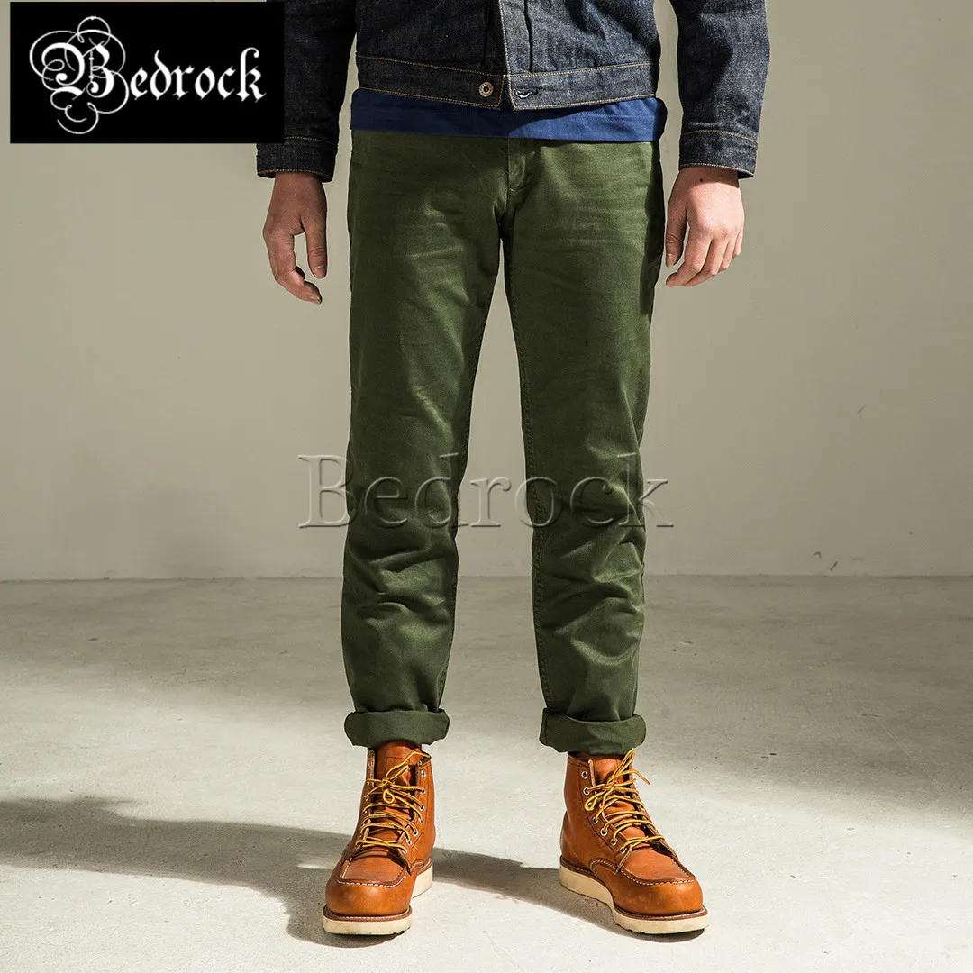 

RT Slim straight leg officer pants chino casual pants washed khaki pants army green Ami khaki twill vintage trousers