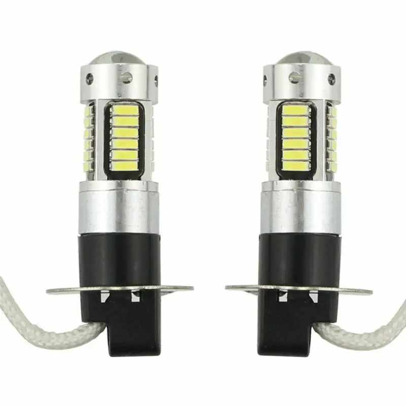 2 X LED Bulbs H3 6000K Super White Fog Driving Lights 360°Beam Angle Daytime Running Light DRL 1800LM/Bulb ambient lighting car