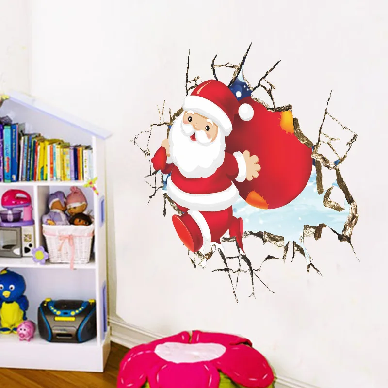 Xmas81 алиэкспресс Лидер продаж стиль 3D Санта Клаус стены и в украшение клиента настенные наклейки