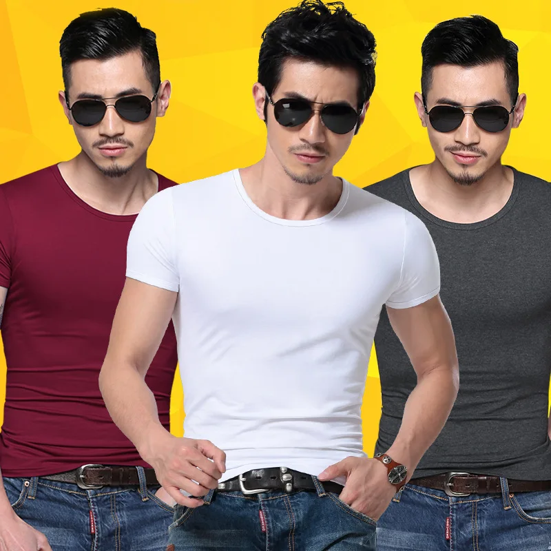 

2020 New Men Tshirt Spandex Fitness Tees T Shirt For Male Solid Color Tshirts Multi Colors T-Shirt Gym Clothing Man Tops XXS-4XL