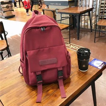 

Casual Travel Backpack Big Capacity Canvas Bags Hot New Fashion Backpack Solid Color School Packs For Teenage Girl BookBag Femme