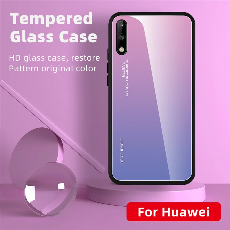 Градиентный чехол из закаленного стекла для huawei Honor 8X9X10 20 Pro 20i 10i mate 20 10 Pro Lite P Smart Plus Z Роскошный чехол для телефона s
