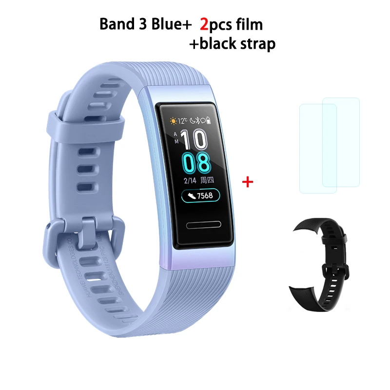 HUAWEI Band 3 Pro Smart Band все-в-одном фитнес-трекер активности, водонепроницаемость 5 АТМ, пульсометр, встроенный gps - Цвет: 3 blue n black