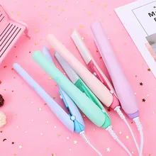 Выпрямитель для свиной волос ярких цветов с мультипликационным рисунком из фанеры, студенческий мини-выпрямитель для волос, инструменты для укладки волос 220 В