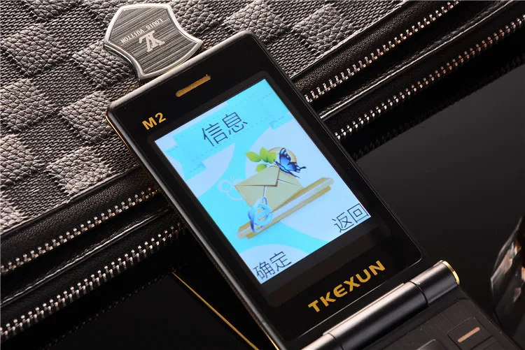 TKEXUN M2 флип металлический корпус телефон 3,0 почерк экран мобильный телефон раскладушка двойной экран большая батарея большая клавиатура