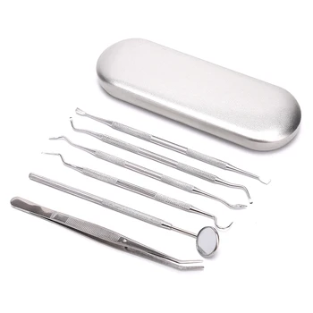 

7pcs/set Silver Dental Tools Tooth Stone Remover Pick Scaler Mirror Stainless Steel Teeth Clean Probe for Dentist or Personal