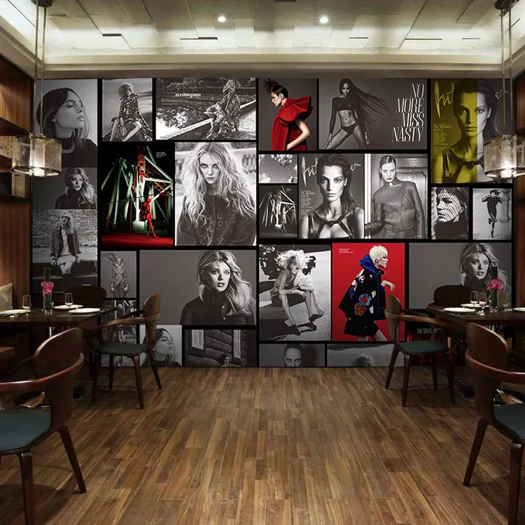 

Drop Shipping Custom 3d Mural Hollywood Star Retro Nostalgic Large Mural Fashion FeaturedCafe KTV Background Wallpaper Mural