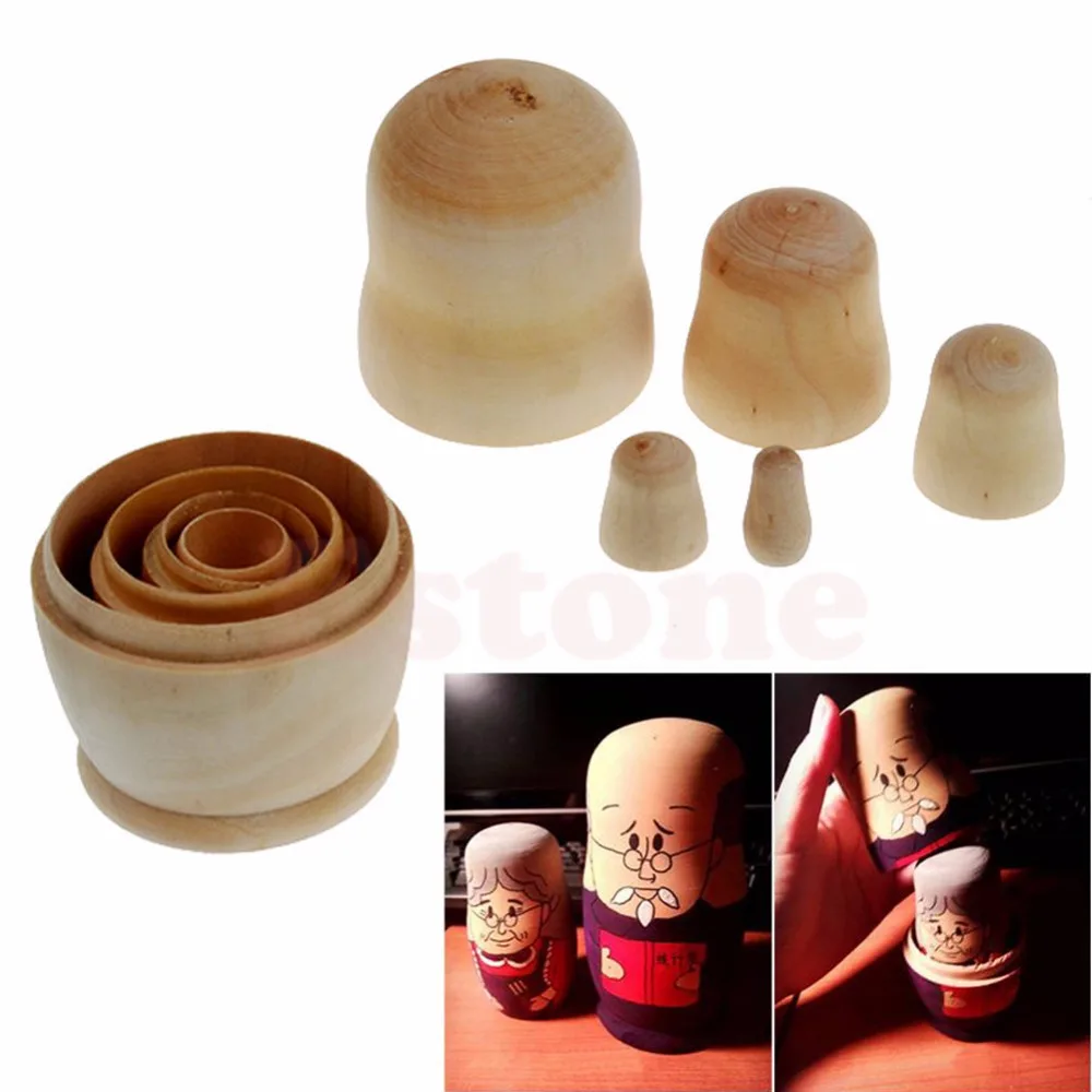 Unbemalte Nesting Dolls Holz DIY Blank Embryos Matryoshka SpielzeugZP 