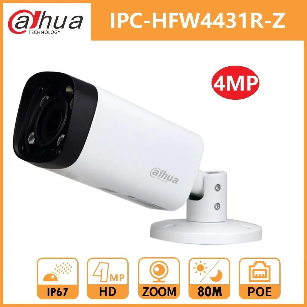  Dahua 4MP Night bullet Camera DH IPC-HFW4431R-Z 2.7-12mm motorized VF lens 80M IR POE Security Came