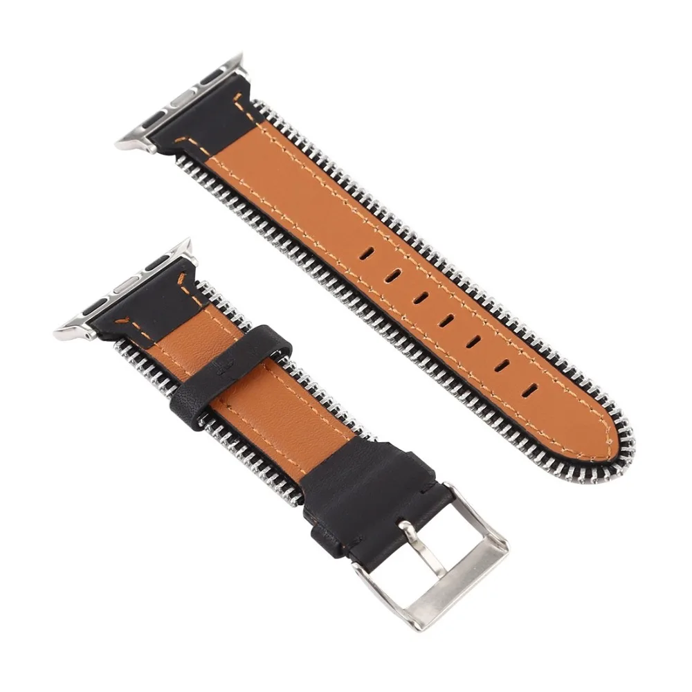 Для Apple Watch Series 5 4 44 мм/3 2 1 42 мм кожаный ремешок для часов на молнии