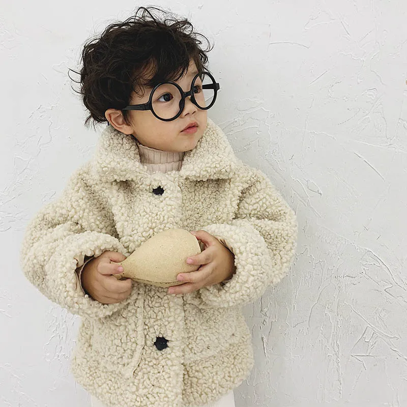 

2019 autumn winters new baby boys girls lambs wool coat children warm and cotton thickening coat kids clothing