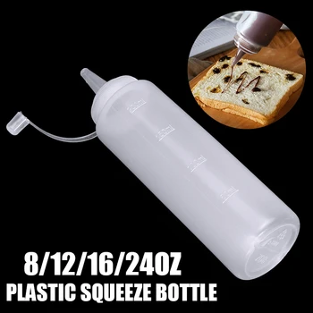 

Mayitr 1pc Clear Plastic Squeeze Bottle 8-24oz Condiment Dispenser Ketchup Bottles for Mustard Sauce Squeeze Bottle