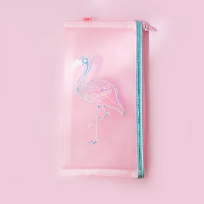 A Kawaii школьный пенал для девочек карандаш прозрачный пенал милый лазерный Фламинго оболочки сумочка для ручек и карандашей сумка канцелярские принадлежности - Цвет: A