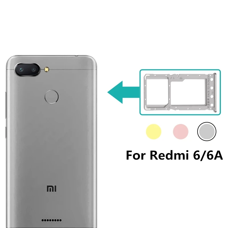 Для Xiaomi Redmi 6/Redmi 6A держатель лотка для sim-карты для Xiaomi Redmi6 Redmi6A одиночный слот для sim-карты адаптер запасные части