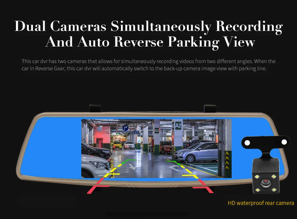 Smartour Автомобильное зеркало заднего вида HD 7 дюймов сенсорный экран 1080P водительский рекордер ночного видения DVR рекордер черный ящик камера заднего вида