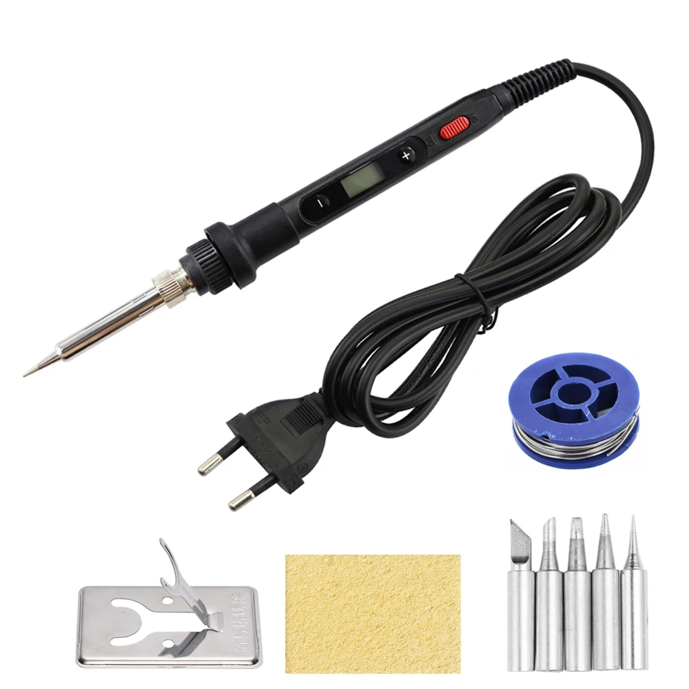 hot stapler plastic welder AdjustableTemperature With Switch Electric Soldering Iron 80W Digital Display 220V Welding Tool Desoldering Pump Repair Tools soldering irons & stations Welding Equipment