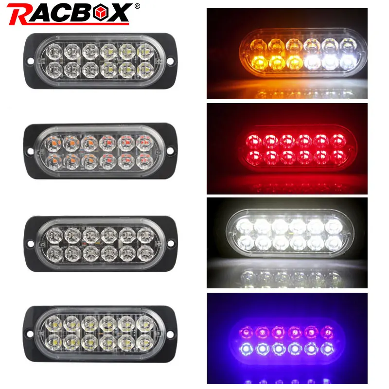 

12 Led Stroboscope Led Ambulance Police light 12V 24V Warning Strobe lights Auto Flashing LED DRL Firemen Emergency Car