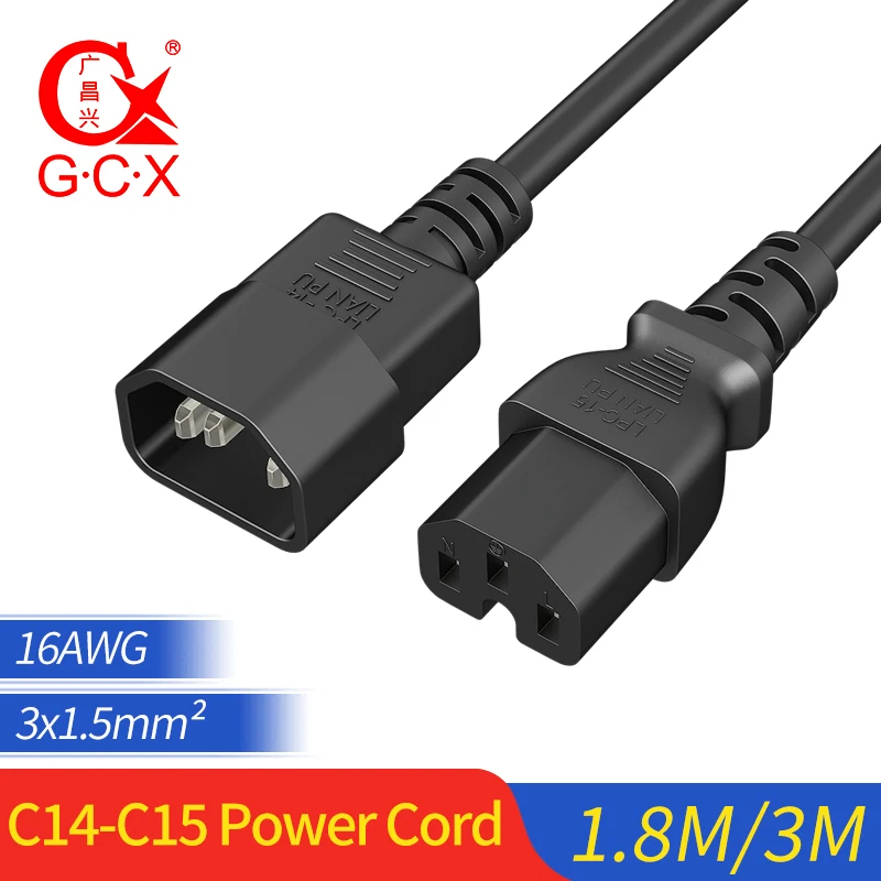 IEC 10A C14 штекер C15 гнездо PDU UPS AC мощность УДЛИНИТЕЛЬ шнур 3*1 5 мм 16 AWG 1 8 м 3