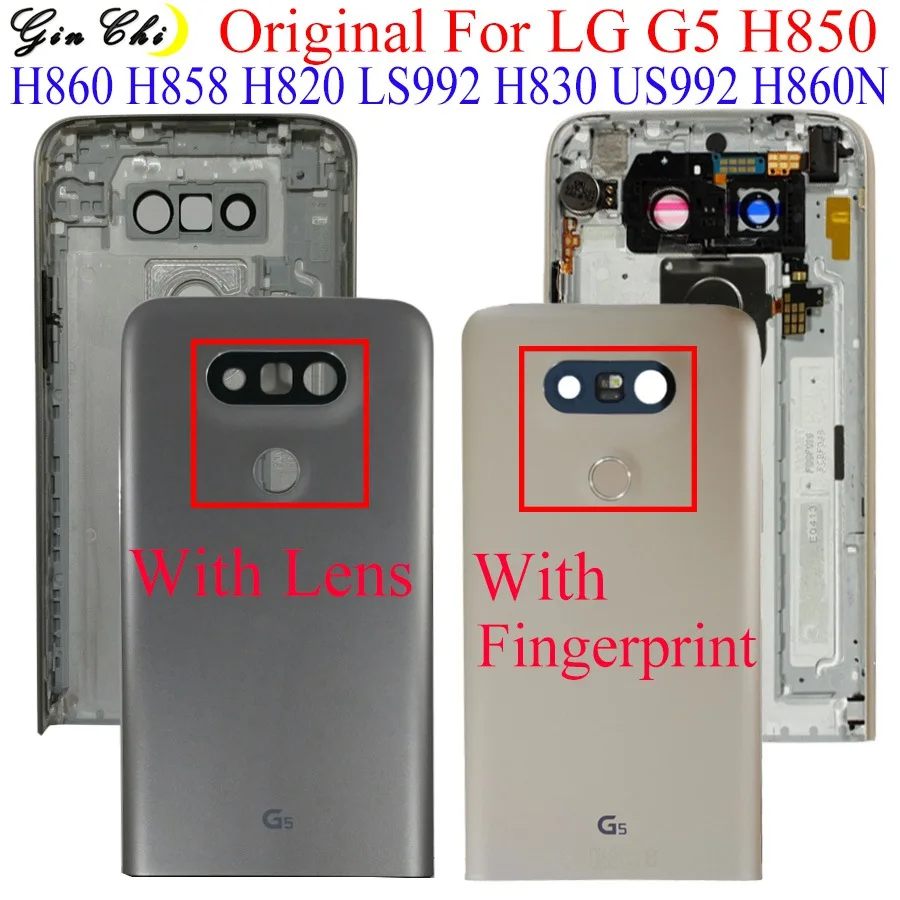 

Original For LG G5 battery cover door For LG G5 H850 LS992 H860N Back Battery Cover with camera lens and fingerprint G5 Housing