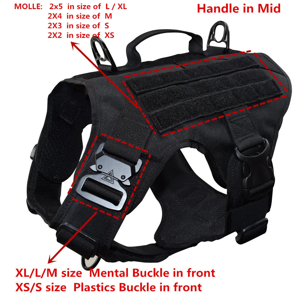 Handle in Mid Black MXSLEUT тактический жилет для собак дышащая военная одежда для собак K9 Жгут Регулируемый размер тренировочный охотничий жилет для собак - Цвет: Handle in Mid Black