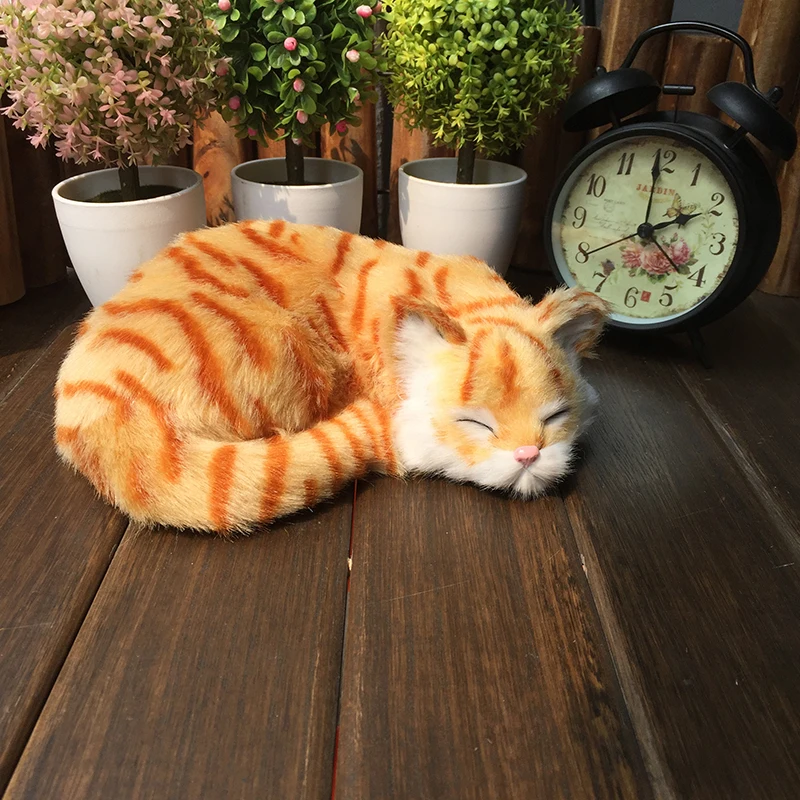 Design Kawaii Simulation Sleeping Cats Plush Toy With Children's Favorite Birthday Christmas Gift - Цвет: YELLOW