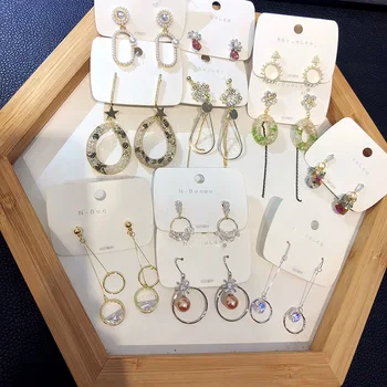 

30 Pairs/lot silver color top quality women earrings jewelry fashion luxury zircon wedding earrings wholesale 200729-125