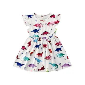 

Toddler Kids Dresses Animal Pattern Sleeveless Baby Girls Dresses Floral Dress Sleeve Party Princess Clothes 1-6 Years