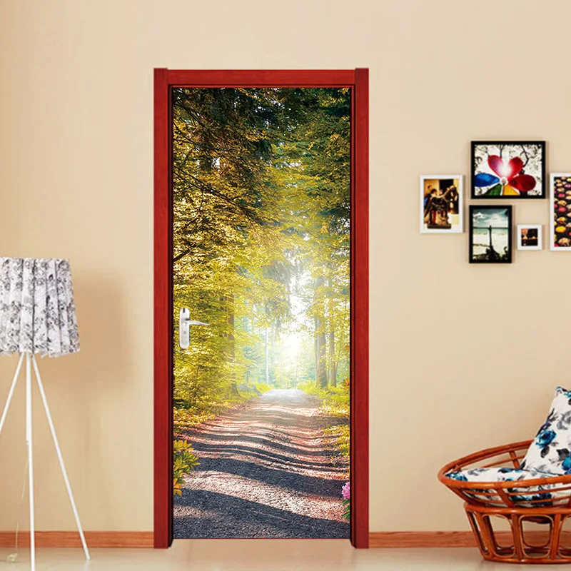

Autumn Path Door Sticker Poster Wall Decal Door Mural Art Bedroom Door Waterproof Sticker Home Decor