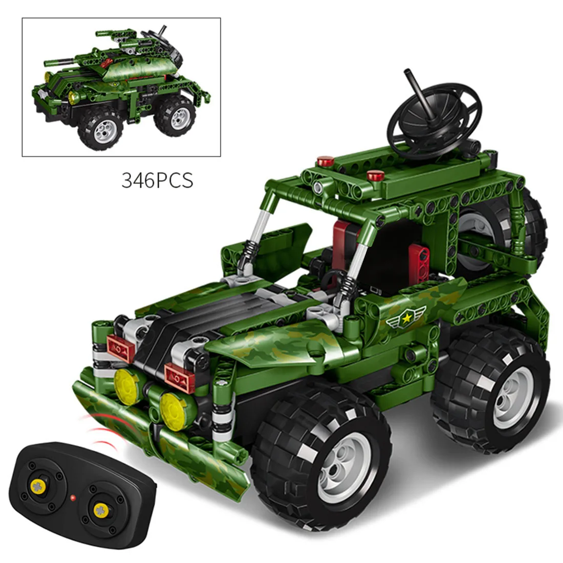 346 шт 2,4G DIY сборный RC трансформируемый командный набор строительных блоков с двумя видами моделей - Цвет: 1